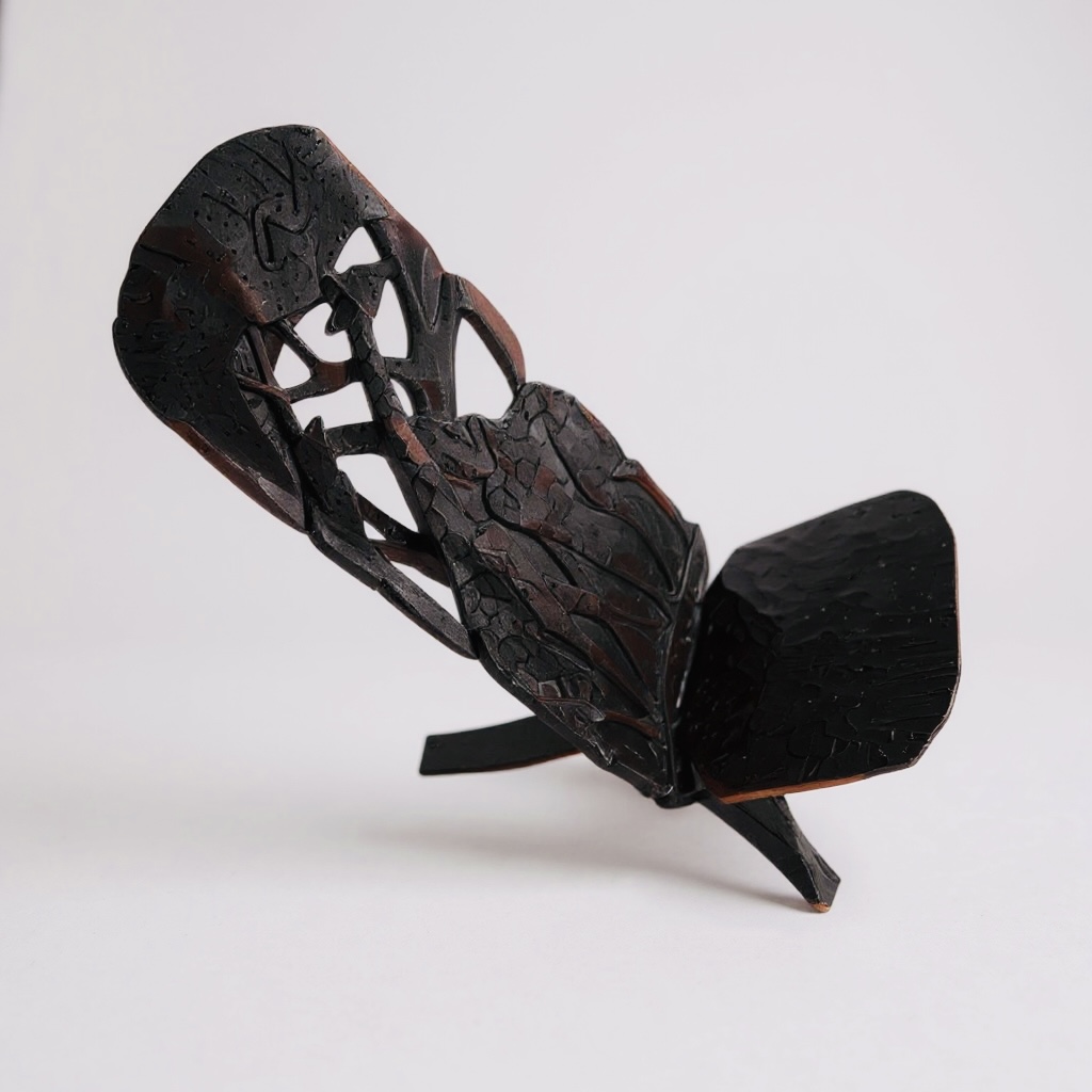 African Hand Carved Wooden Folding Chair - Image 3
